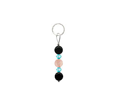 BELLASIX ® zipper pendant AR41 or handbag charm w. SWAROVSKI ® crystals in blue with rose quartz and onyx, total length approx. 4.5 cm