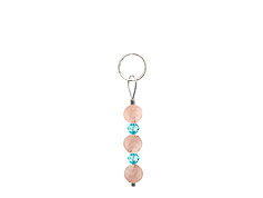BELLASIX ® zipper pendant AR46 or handbag charm w. SWAROVSKI ® crystals in blue with rose quartz, total length approx. 4.5 cm