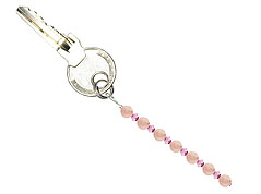 BELLASIX ® keyring pendant AS36, total length approx. 8-9 cm w. SWAROVSKI ® crystals and rose quartz