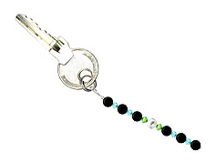 BELLASIX ® keyring pendant AS46, total length approx. 8-9 cm w. SWAROVSKI ® crystals and shell pearls, onyx
