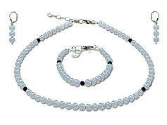 BELLASIX ® GEM Pure Line 1, aquamarine, onyx, jewelry set, 925 silver clasp