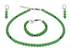 BELLASIX ® GEM Pure Line 5, jade, onyx, jewelry set, 925 silver clasp