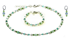 SWAROVSKI (R) crystals in combination with: BELLASIX (R) jewellery set_1764_k_1764_a_1844_o 925 silver clasp aquamarine blue green