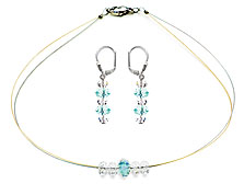 SWAROVSKI (R) crystals in combination with: BELLASIX (R) jewellery set_1800_k_1807_o1 925 silver clasp blue bicolor 24-carat-gold-plated (yellow-Gold)