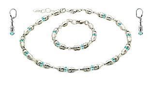 SWAROVSKI (R) crystals in combination with: BELLASIX (R) jewellery set_1817_k_1817_a_1719_o4 925 silver clasp blue wedding jewellery