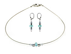 SWAROVSKI (R) crystals in combination with: BELLASIX (R) jewellery set_1839_k_1848_o 925 silver clasp blue wedding jewellery